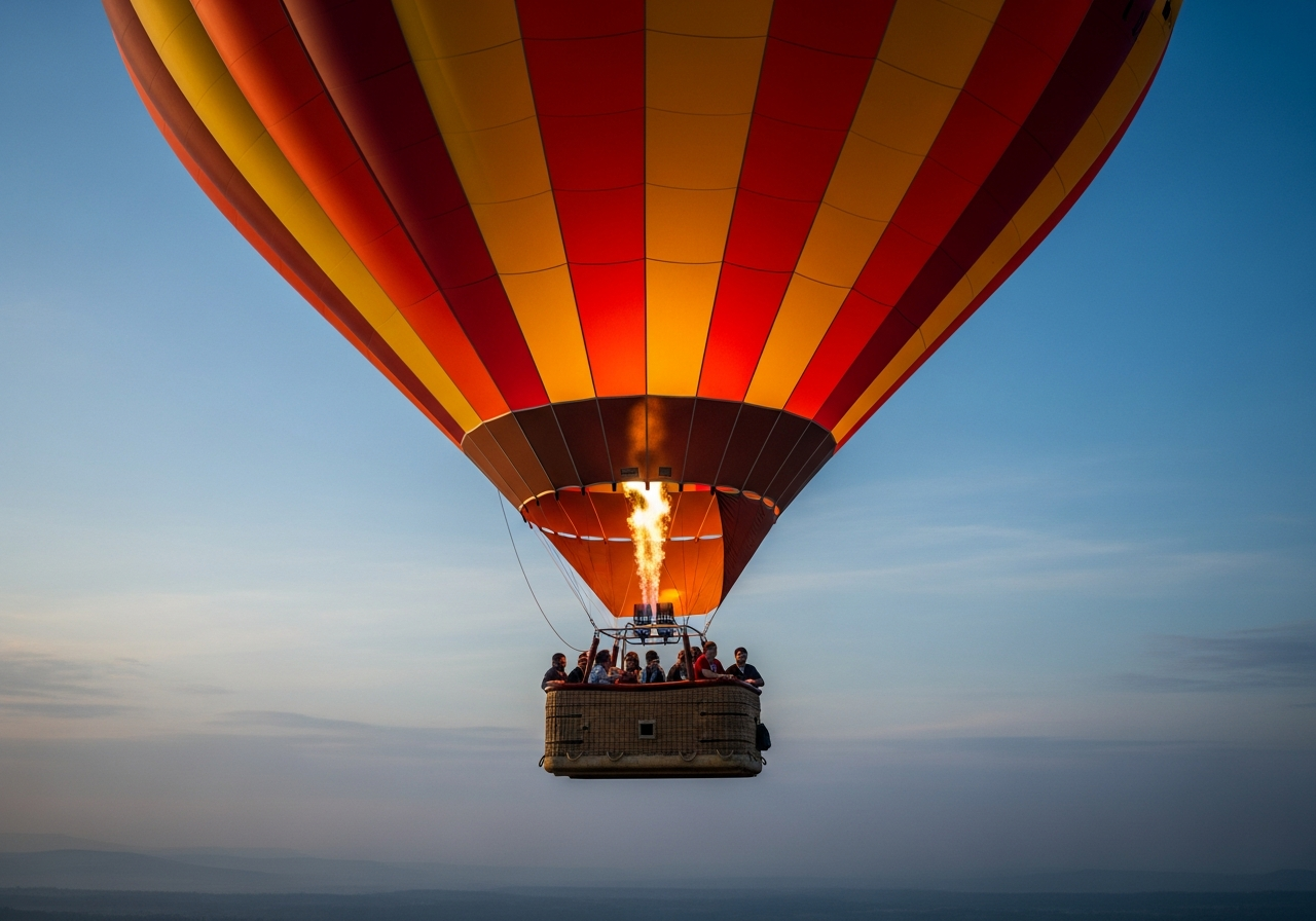 Hot air balloon in flight
