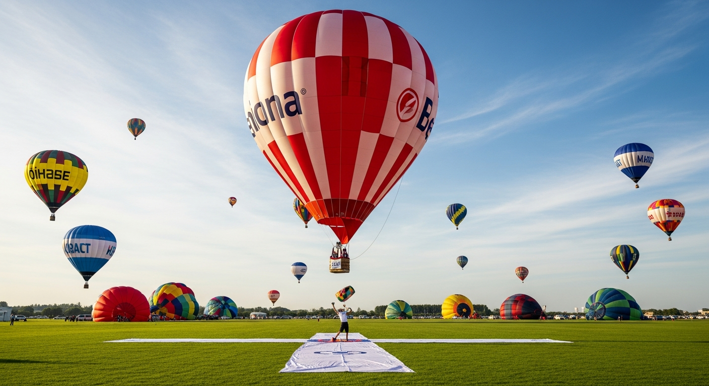 Competition hot air balloon target flying